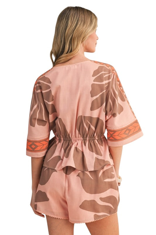 Coral & Chocolate Leaves Set