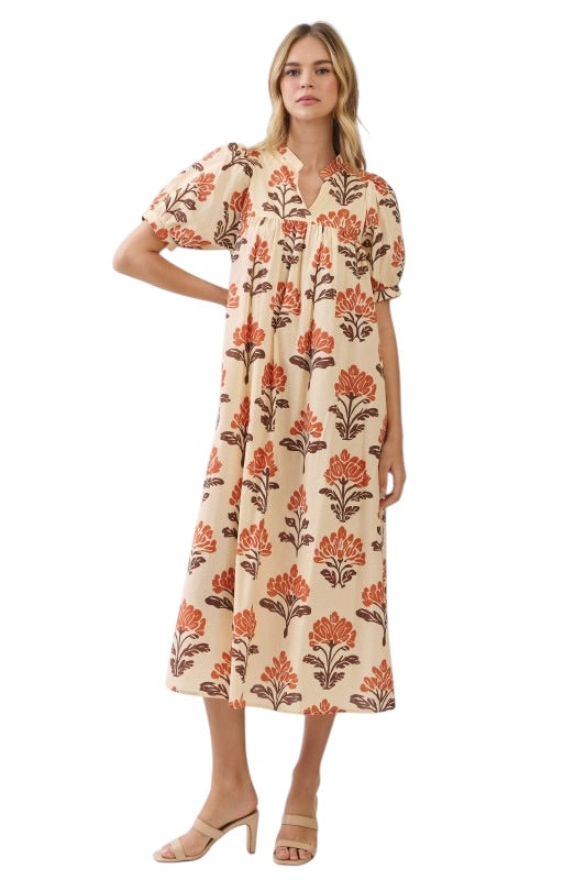 Orange Botanical Midi