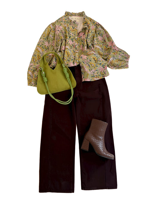 Ellen Top in Citron Fall Florals