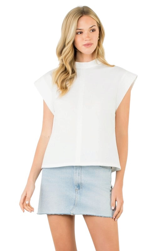 Stitched Cap Sleeve Poplin Top - 3 Colors