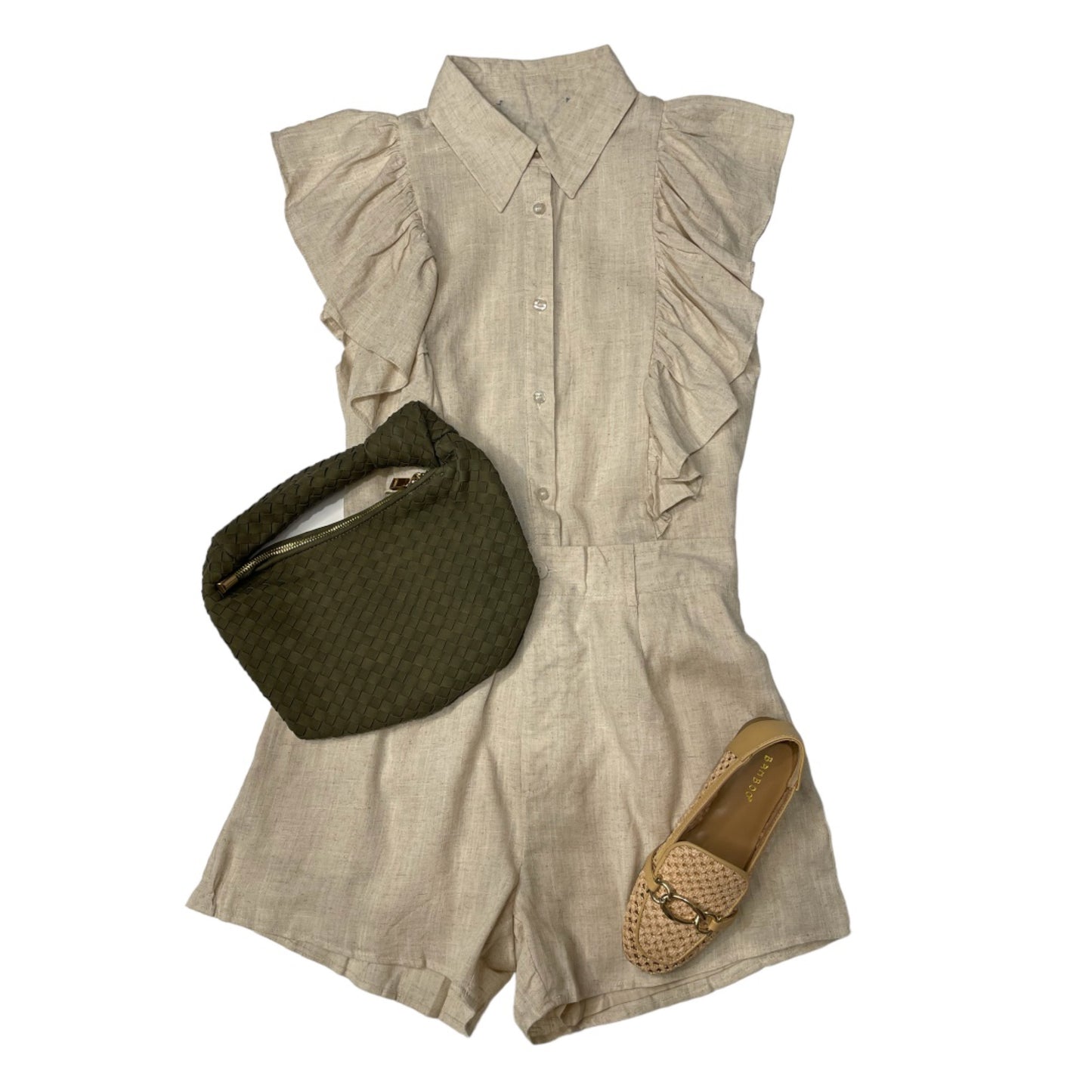 Oatmeal Linen Dress Shorts