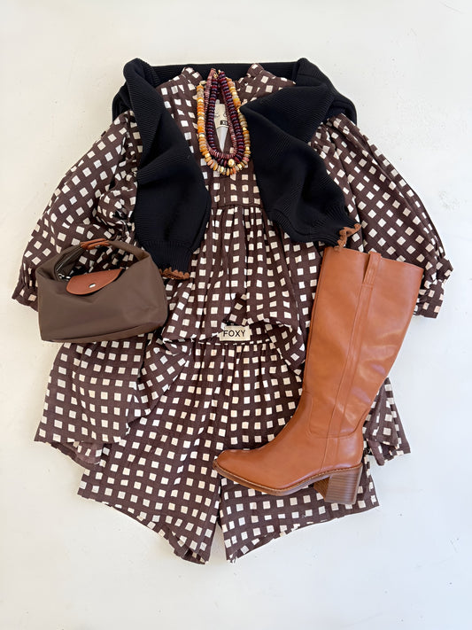 FOXY Chocolate Gingham Set
