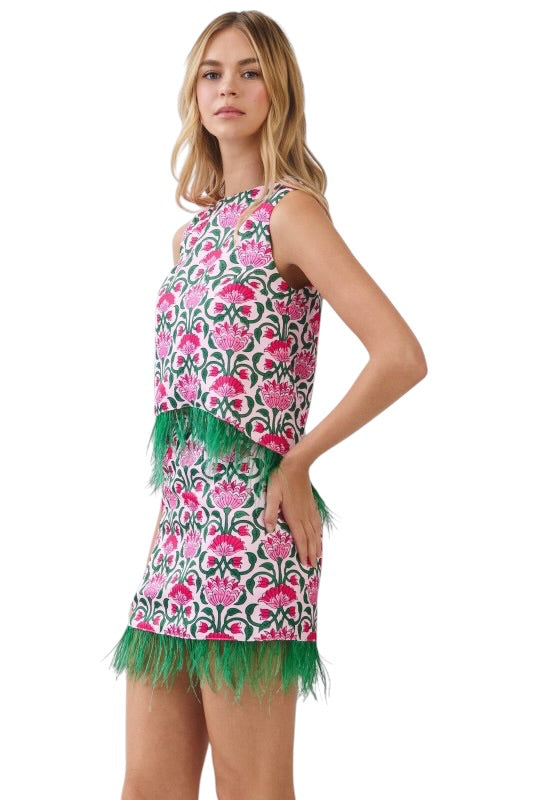 Pink & Green Feathers Set