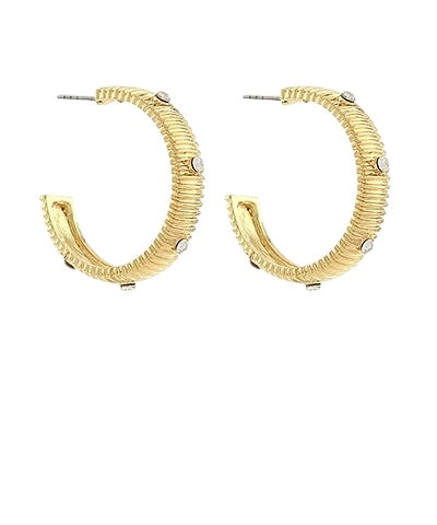 Ribbed CZ Hoops