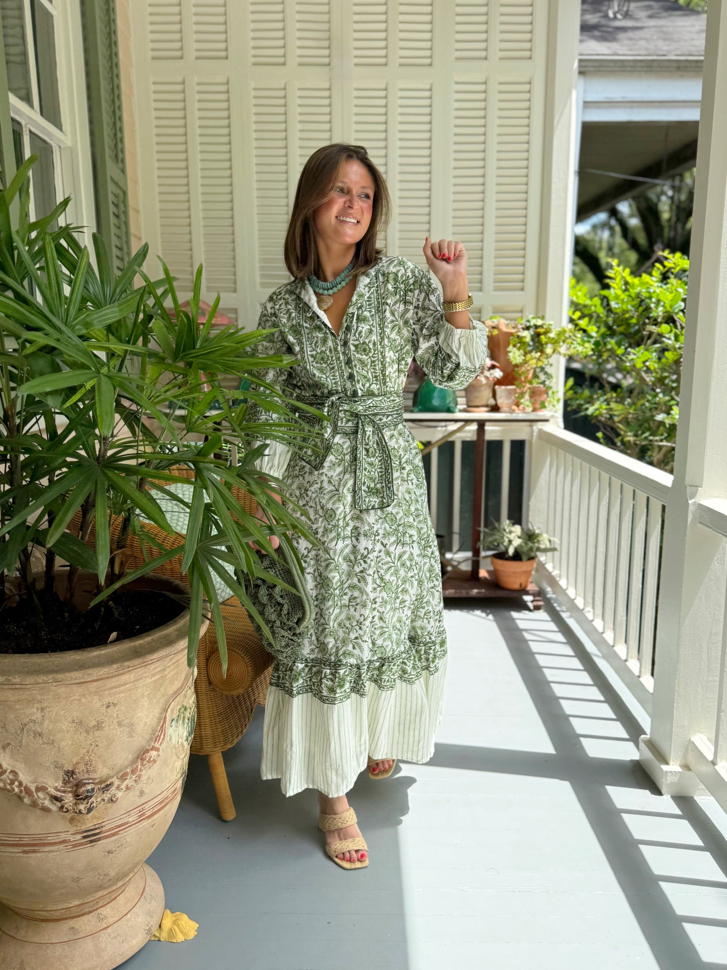 State Street Maxi in Green Floral Vine