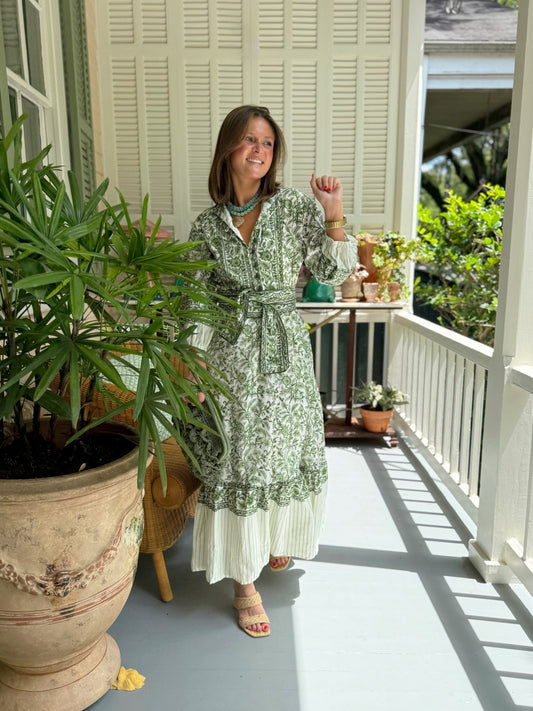 State Street Maxi in Green Floral Vine