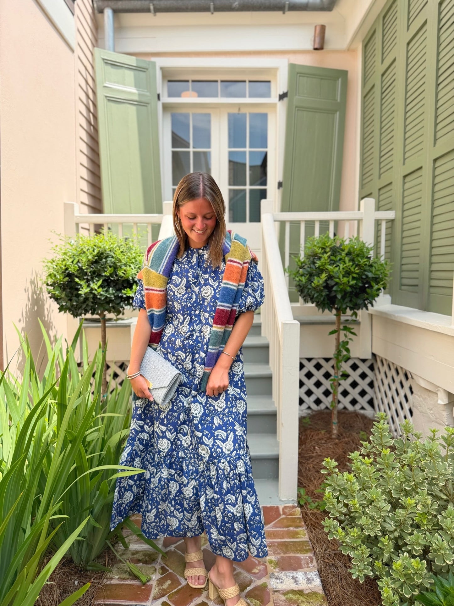 Meg Midi in Blue Floral Vine