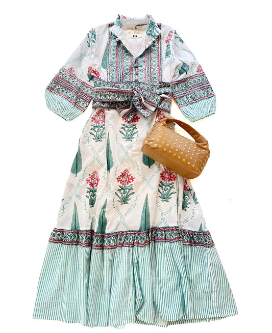 State Street Maxi in Pink & Green Trellis