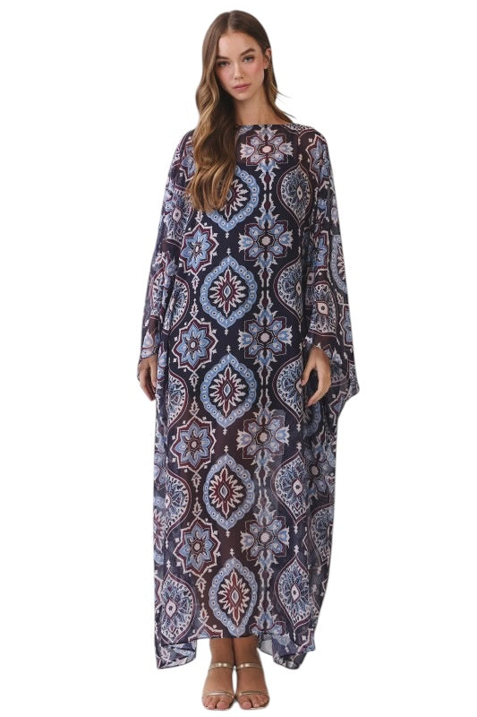 Navy Medallion Caftan
