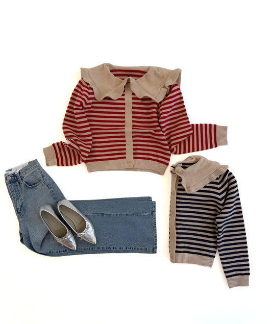 Ruffle PeterPan Collar Cadigan- 2 Colors