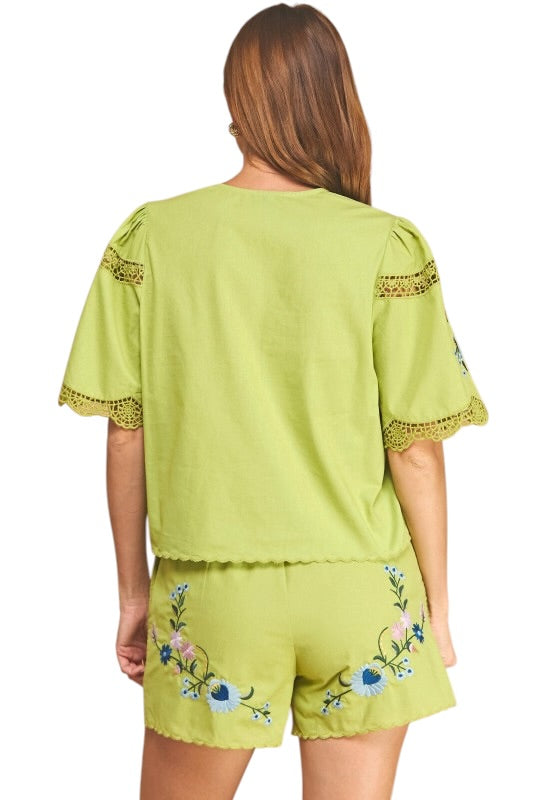 Citron Embroidered Set