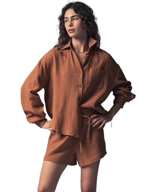 Button Front Gauze Set - 3 Colors