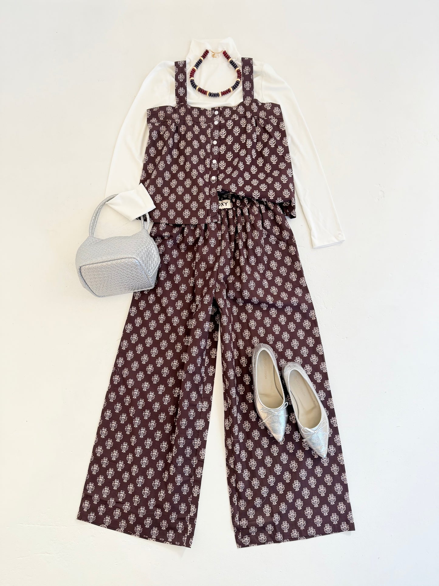 FOXY Pant in Dark Chocolate Blockprint