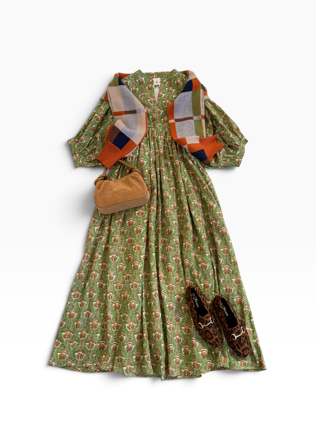 Joliet Midi in Green & Nut Brown