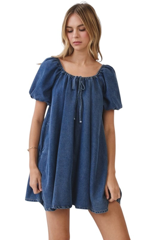 Dark Denim Babydoll Mini