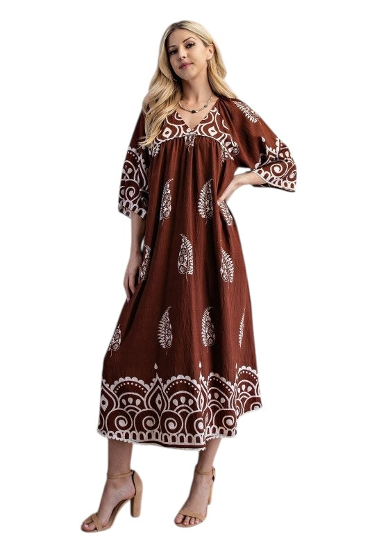 Brown Paisley Midi