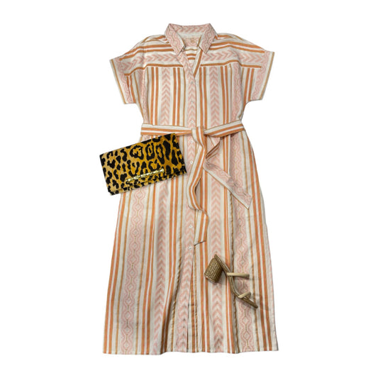 Coral Stripe Shirt Dress