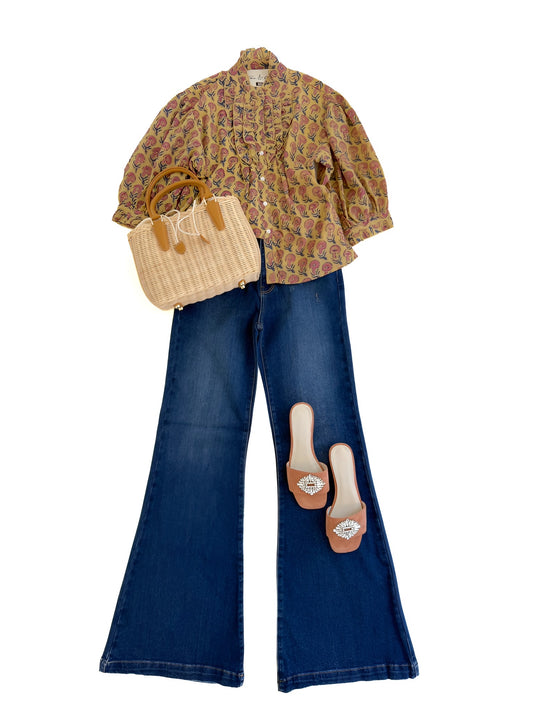 Chloe Top in Butter & Pink