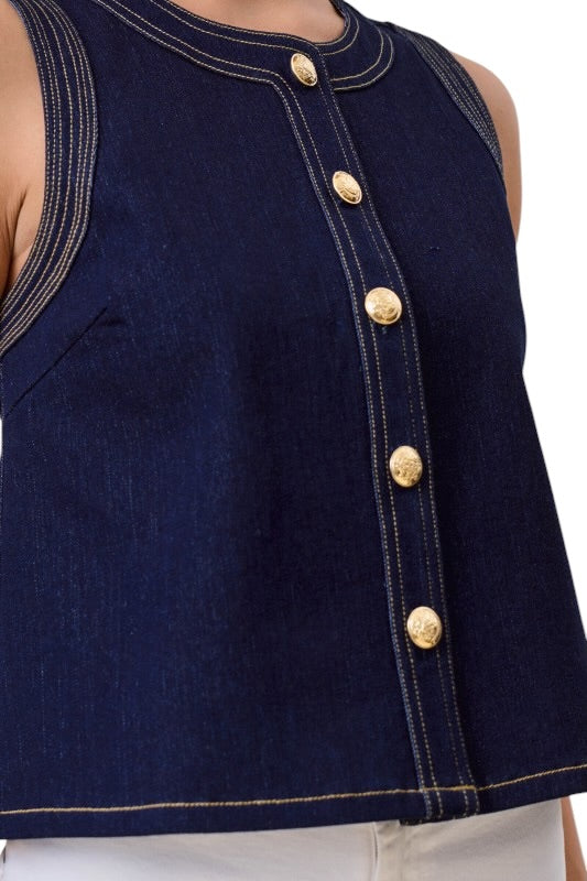 Dark Denim Sleeveless Top