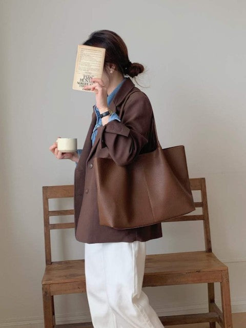 Vegan Shoulder Tote- 3 Colors