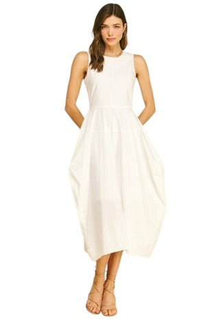 Balloon Hem Poplin Midi - 2 Colors