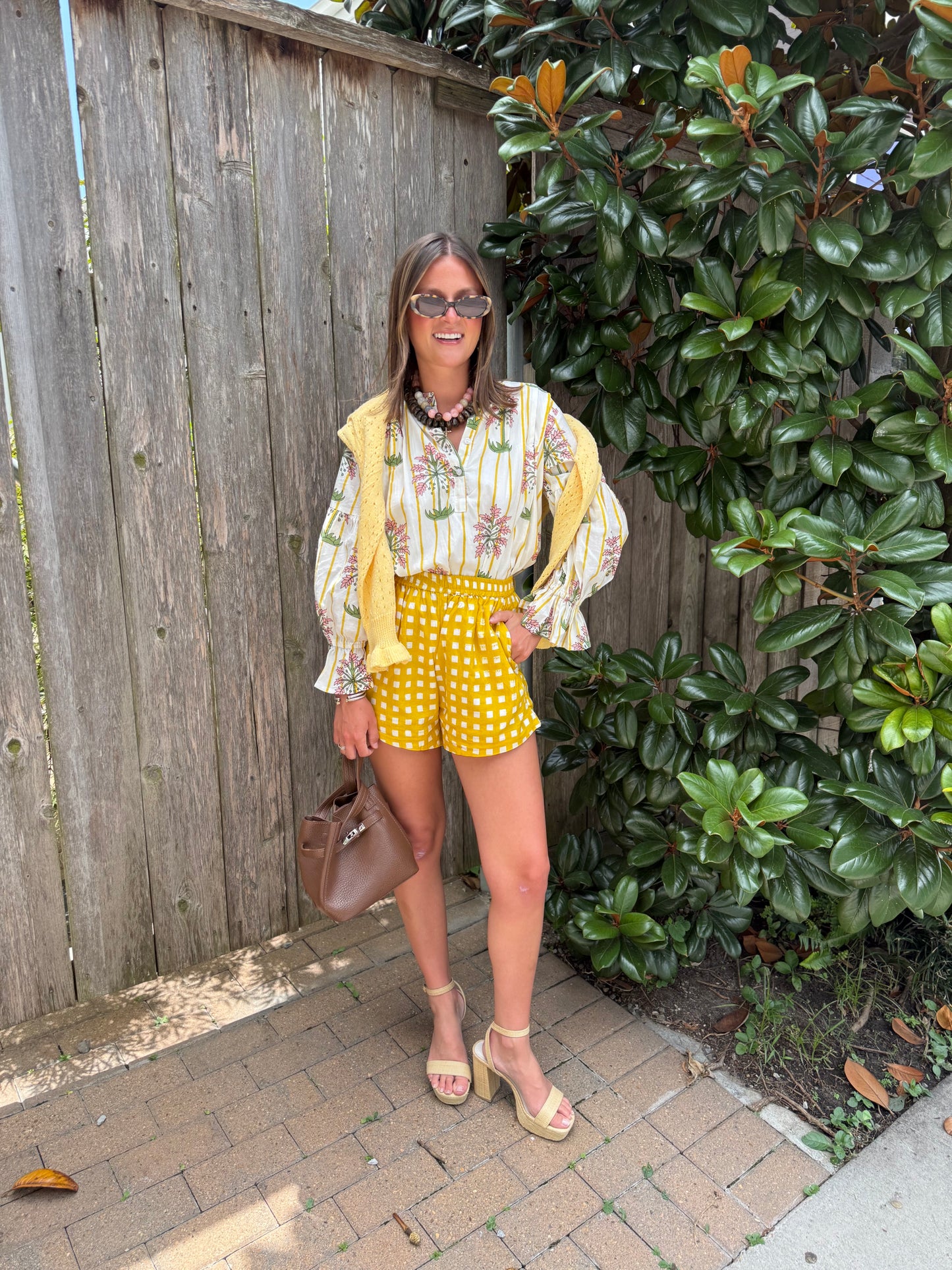 Court Set in Yellow Floral Stripe+ Gingham