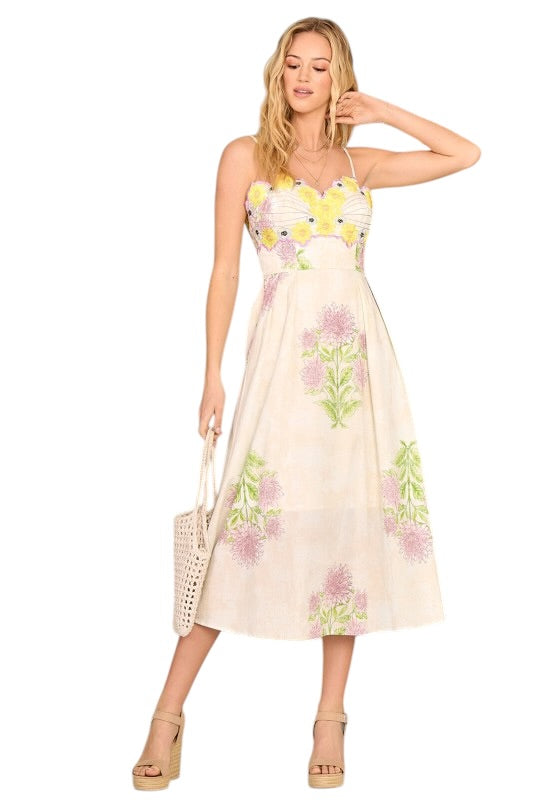 Embroidered Chest Detail Midi