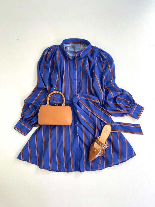 Royal Stripes Shirt Dress