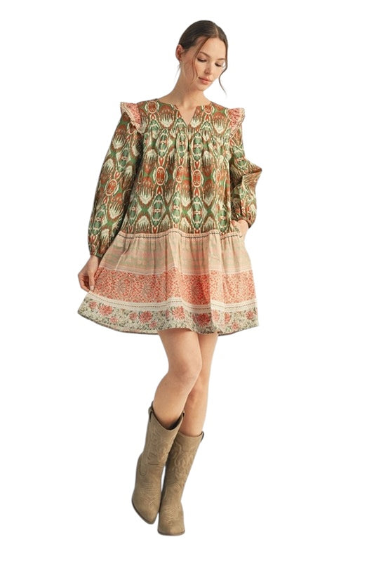 Coral & Green Ikat Mini