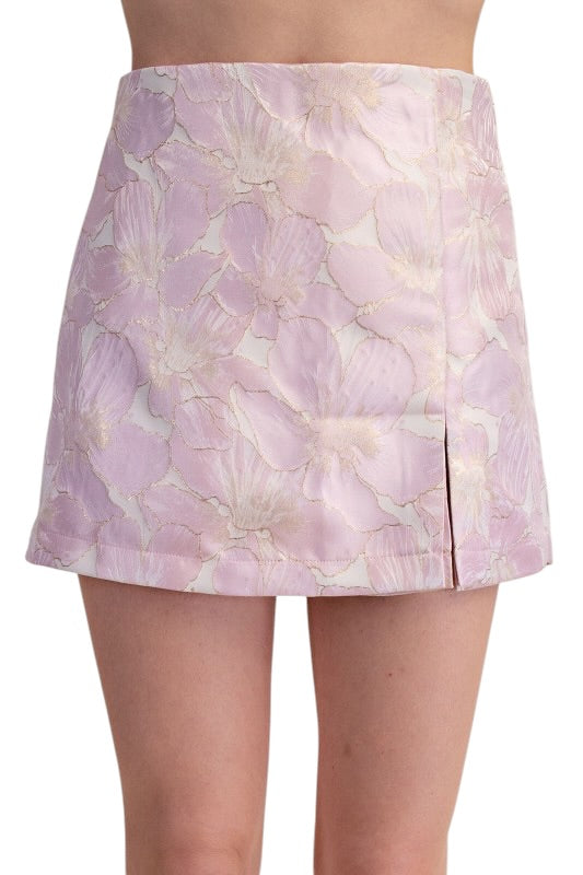 Floral Jacquard Skort - Light Pink