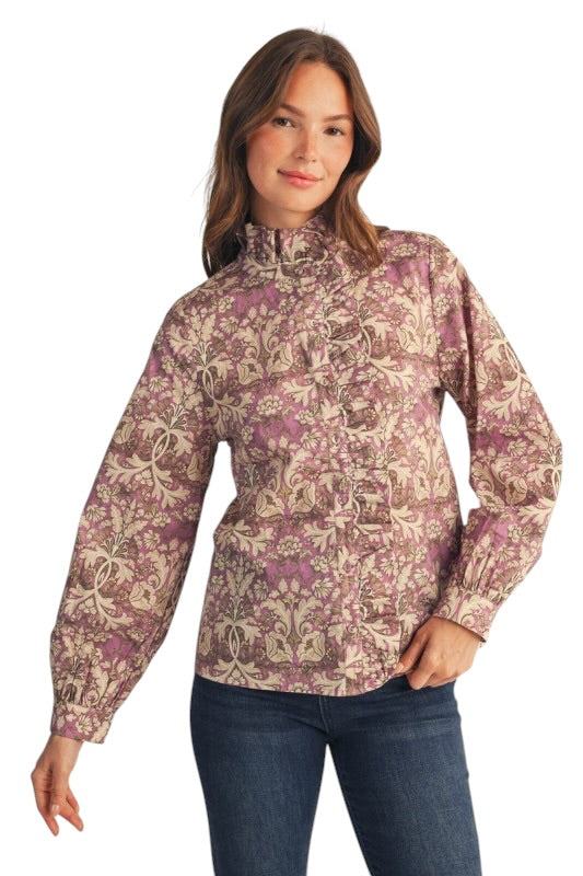 Lavender Florals Ruffle Blouse