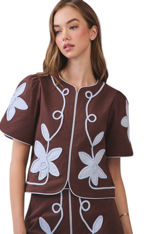 Chocolate & Blue Appliqué Set