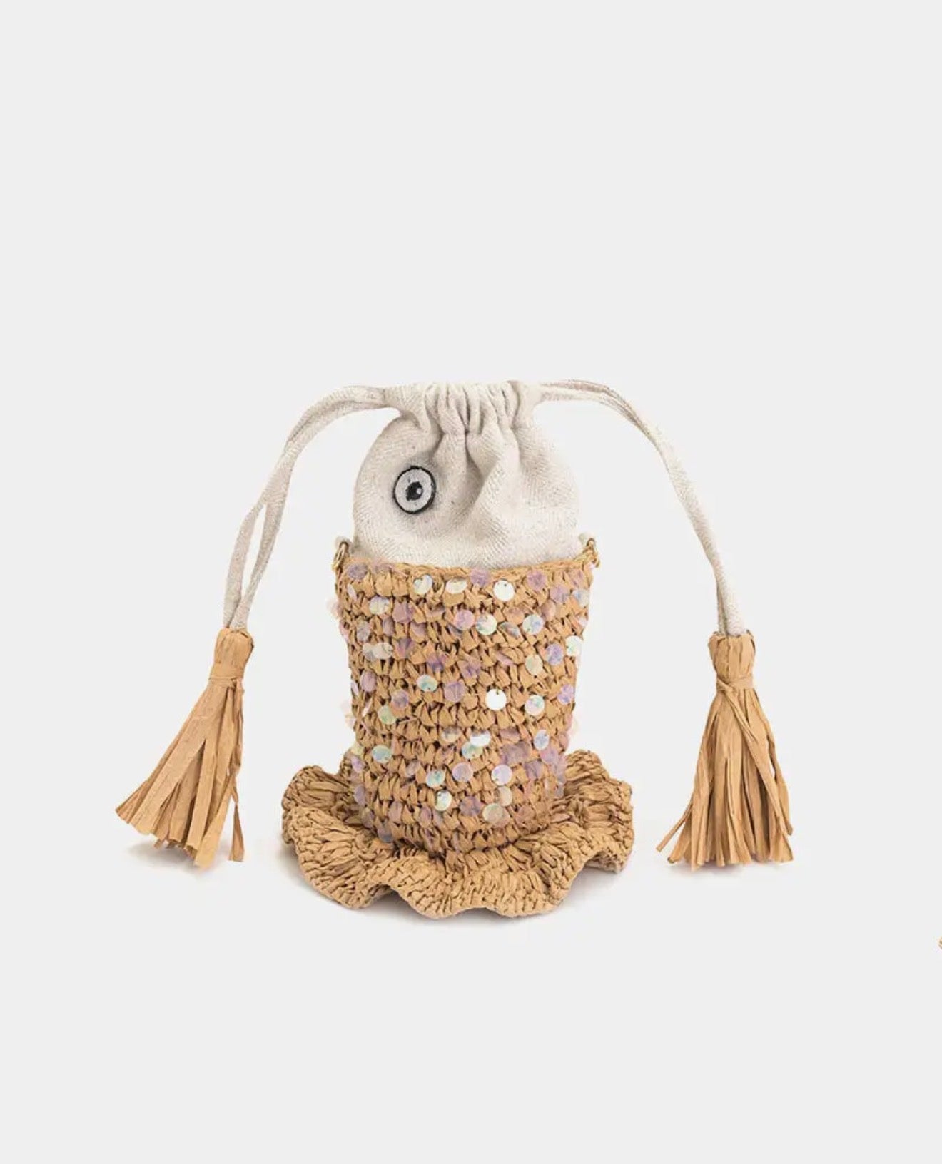 Ocean Whimsy Raffia Fish Bag