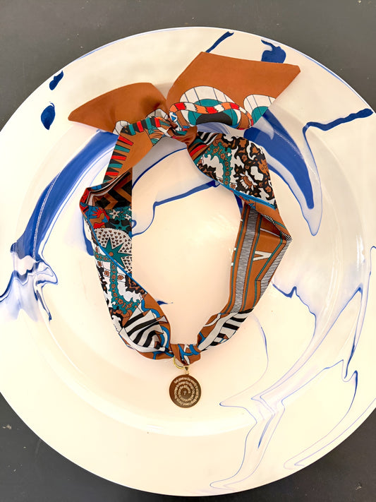 Camel Scarf Necklace w Serenity Prayer Charm