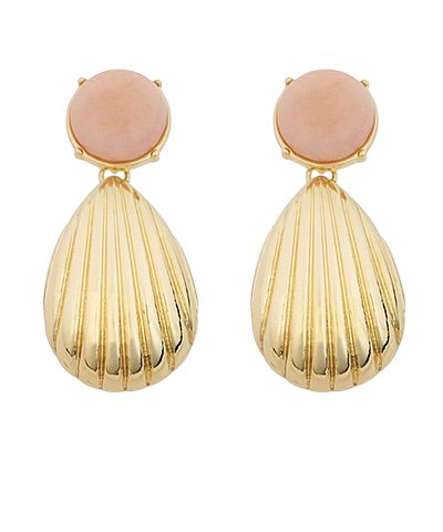 Golden Shell & Stone Earring- 3 Colors