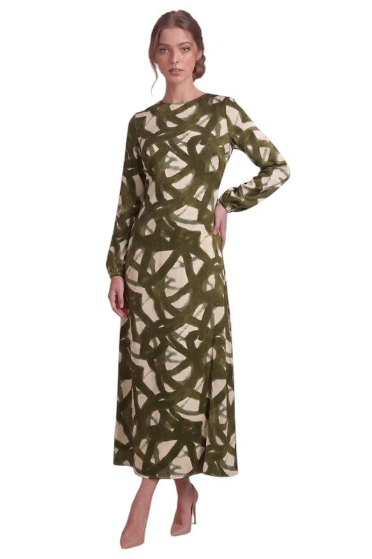 Olive Abstract Midi