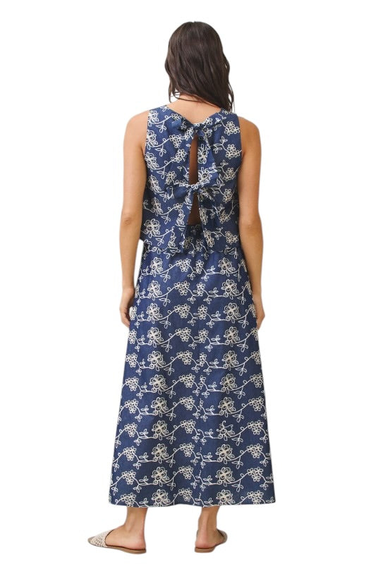 Denim Embroidery Tie Back Set
