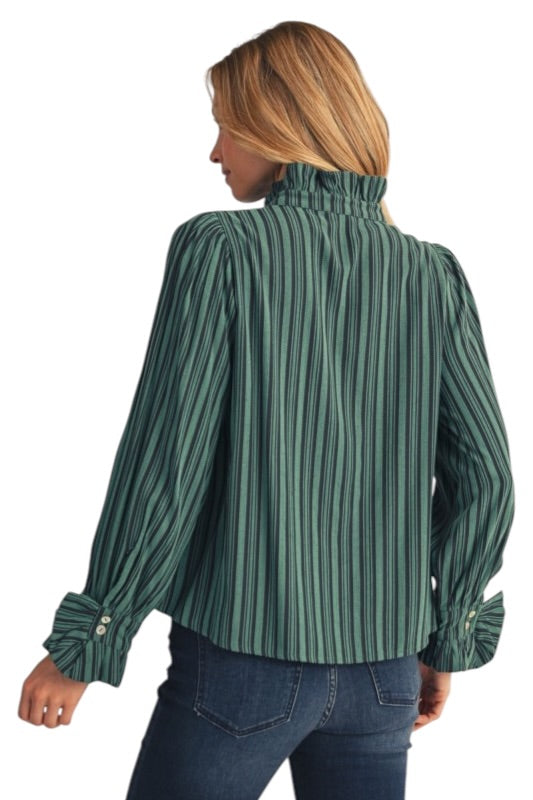 Ruffle Mixed Stripes Blouse- 3 Colors