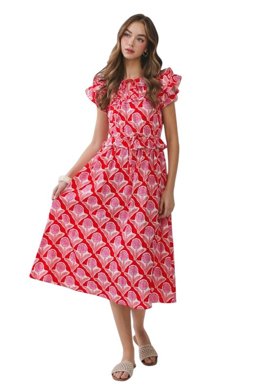 Red & Pink Marigold Midi