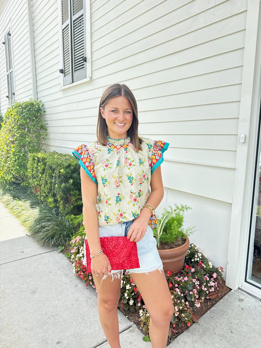 Floral Colorblock Top
