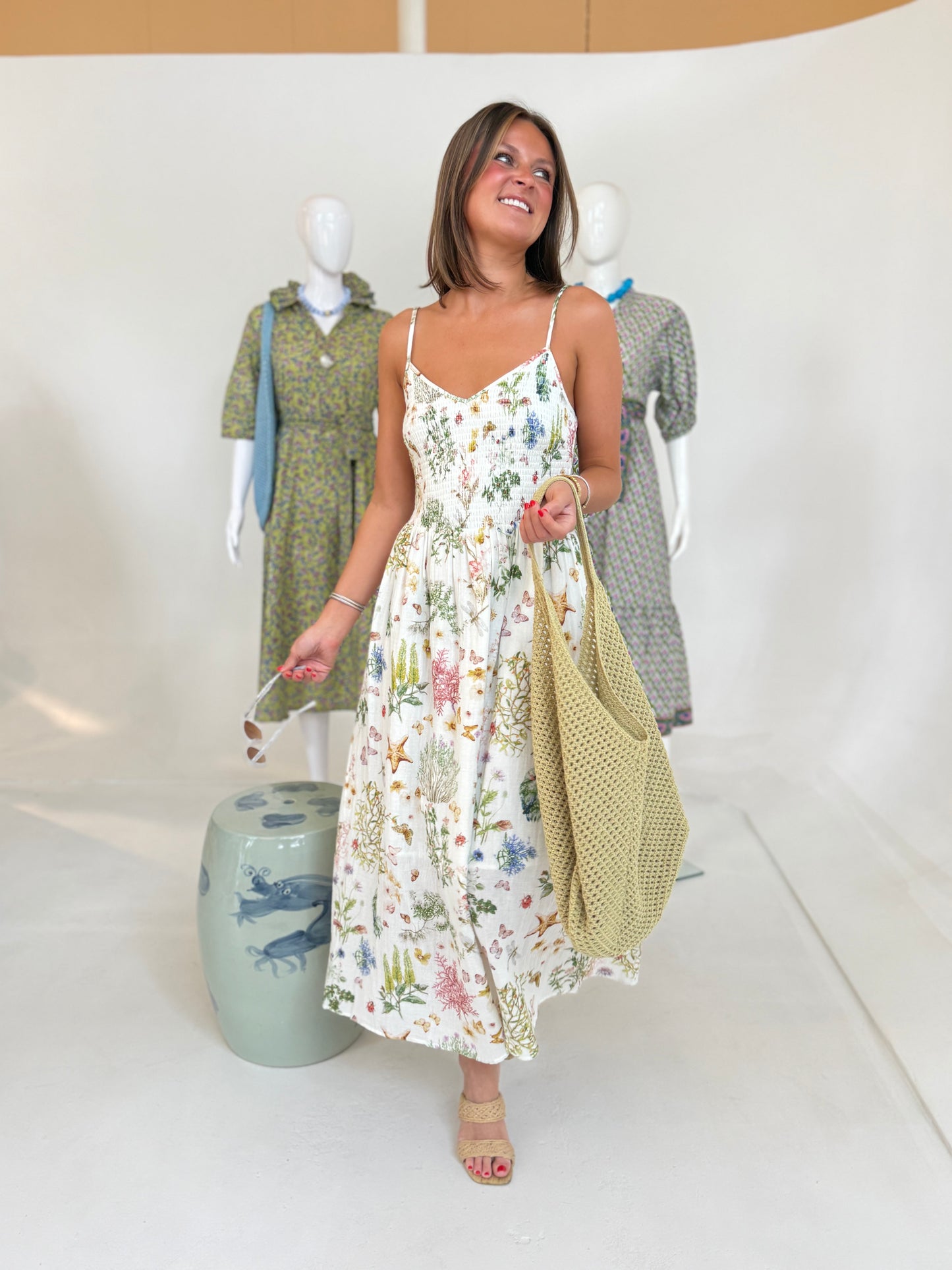 Ivory Botanical Gauze Midi