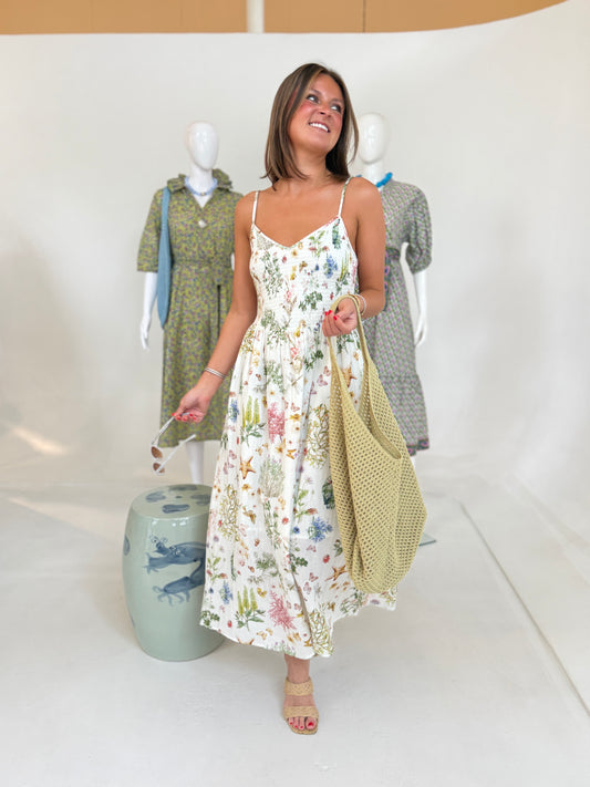 Ivory Botanical Gauze Midi