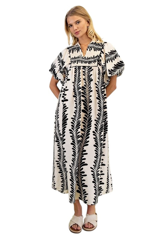Acanthus Stripe Midi in Black