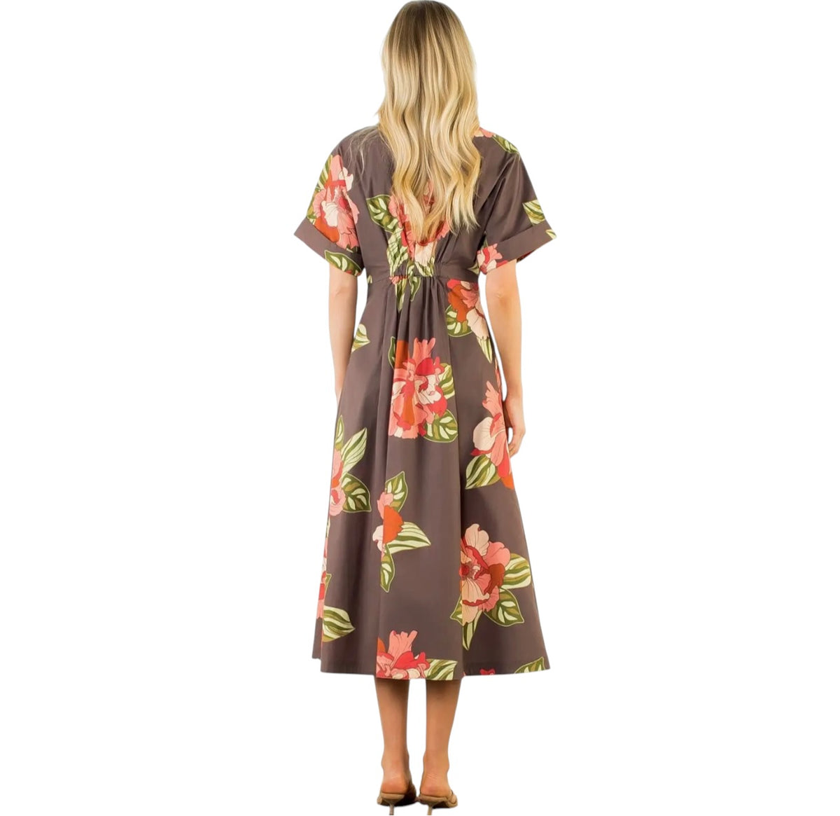 Chocolate & Orange Florals Midi