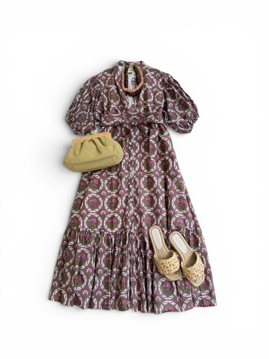 Meg Midi in Peri & Pink Circles