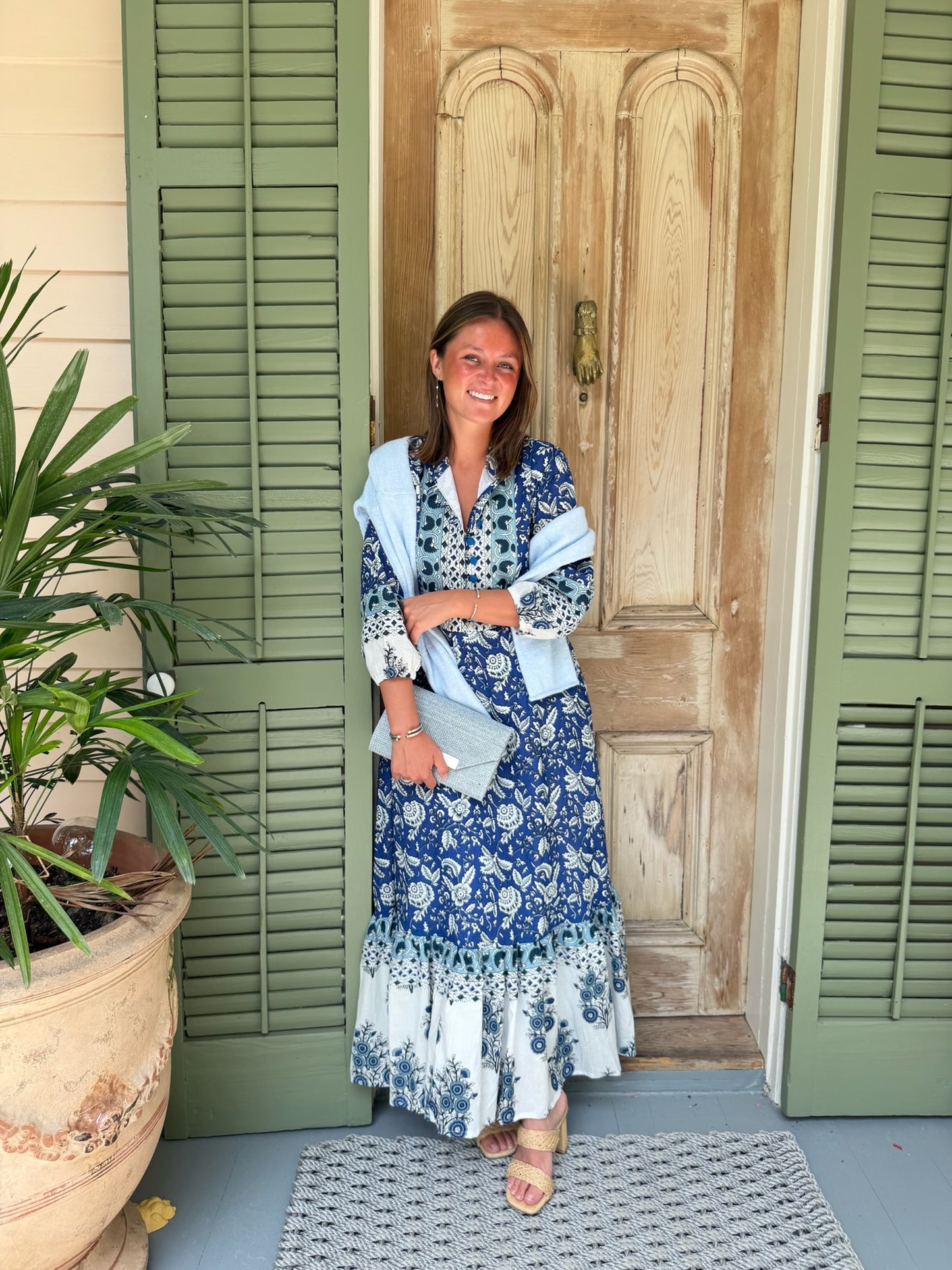 State Street Maxi in Blue & White Floral