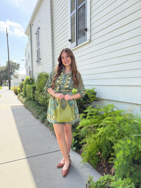 State Street Mini in Green & Golden Daisy