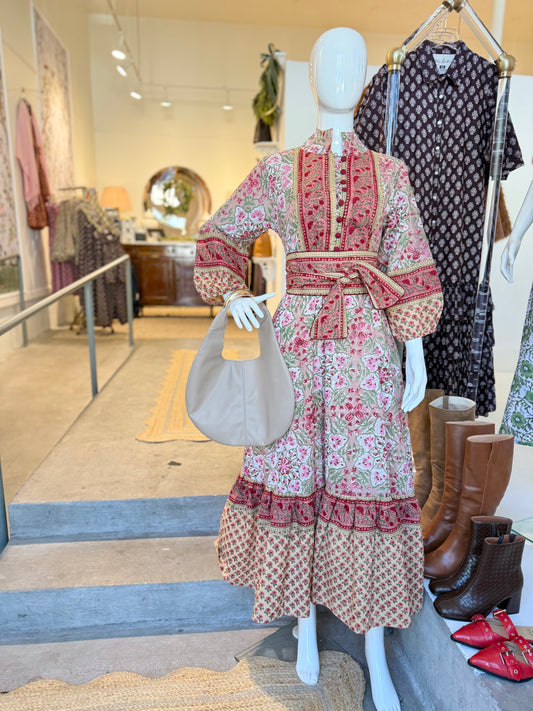 State Street Maxi in Pink & Green Snowflake