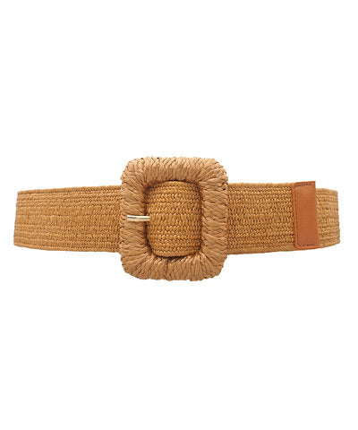 Square Buckle Raffia Belt