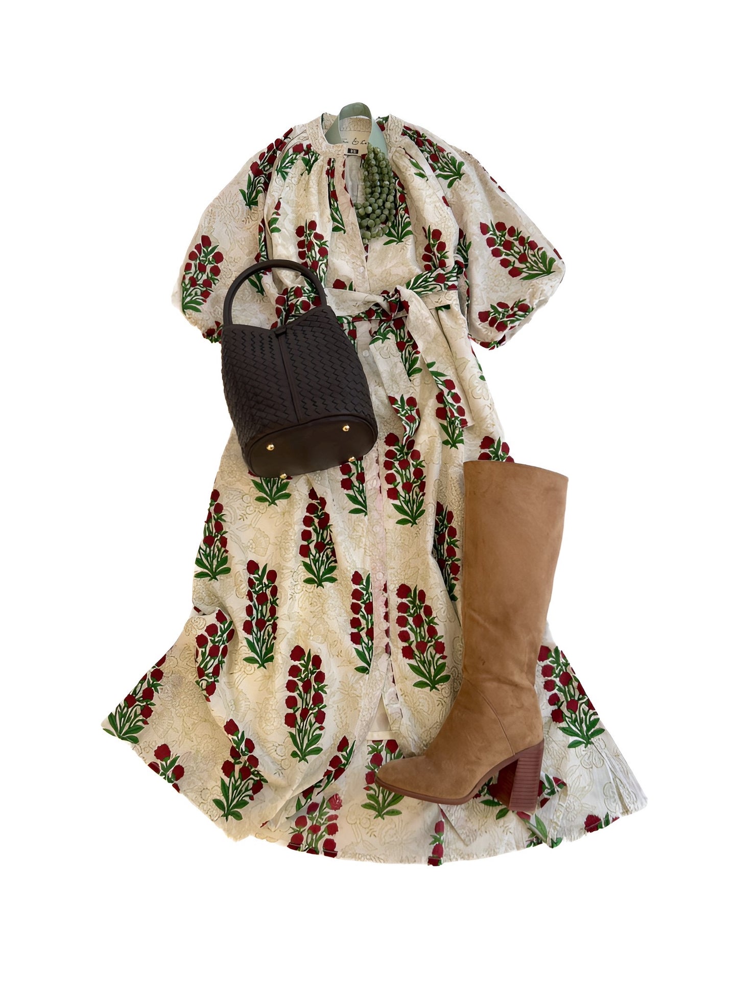 Caroline Midi in Red & Green Winter Berries